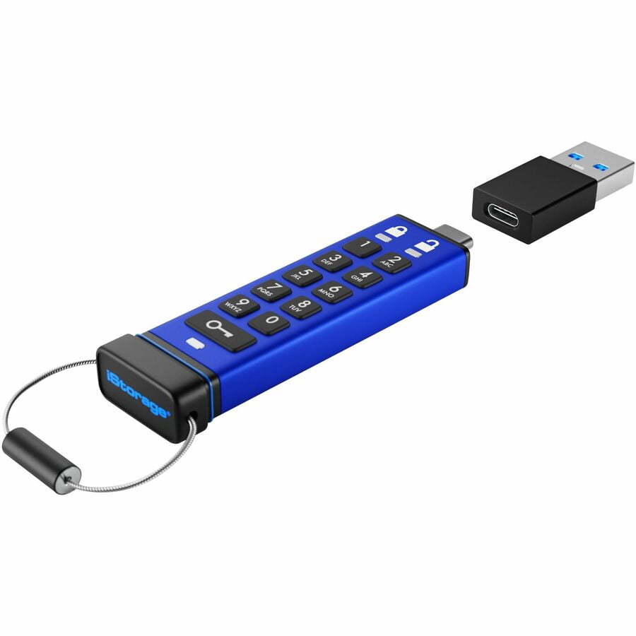 iStorage datAshur PRO+C 512GB | FIPS 140-3 Level 3 Certified | Secure USB Type-C Hardware Encrypted Drive | PIN protected | Type C-A adapter included - TAA Compliant - 512 GB - USB 3.2 (Gen 1) Type...