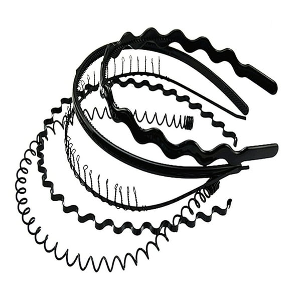 PENIKOKO 5 Pcs Women Headbands Black Wavy Design Comfortable Meeting and Daily Wear