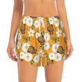 thumbnail image 2 of Vsdgher White Floral and Butterflies Print Women's Running Double Layer Shorts High Waisted with Pockets Elastic Yoga Workout Athletic Gym Sports, 2 of 8