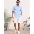 thumbnail image 5 of DARING DIVA Men's Printed Short Sleeve Lightweight Breathable Polo Shirts L Light Blue, 5 of 7
