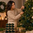 thumbnail image 6 of Flocked Christmas Ball Ornaments, Hanging Tree Decorations with Assorted Colors for Holiday Party Wedding Decor, 12 Pack, 6 of 9