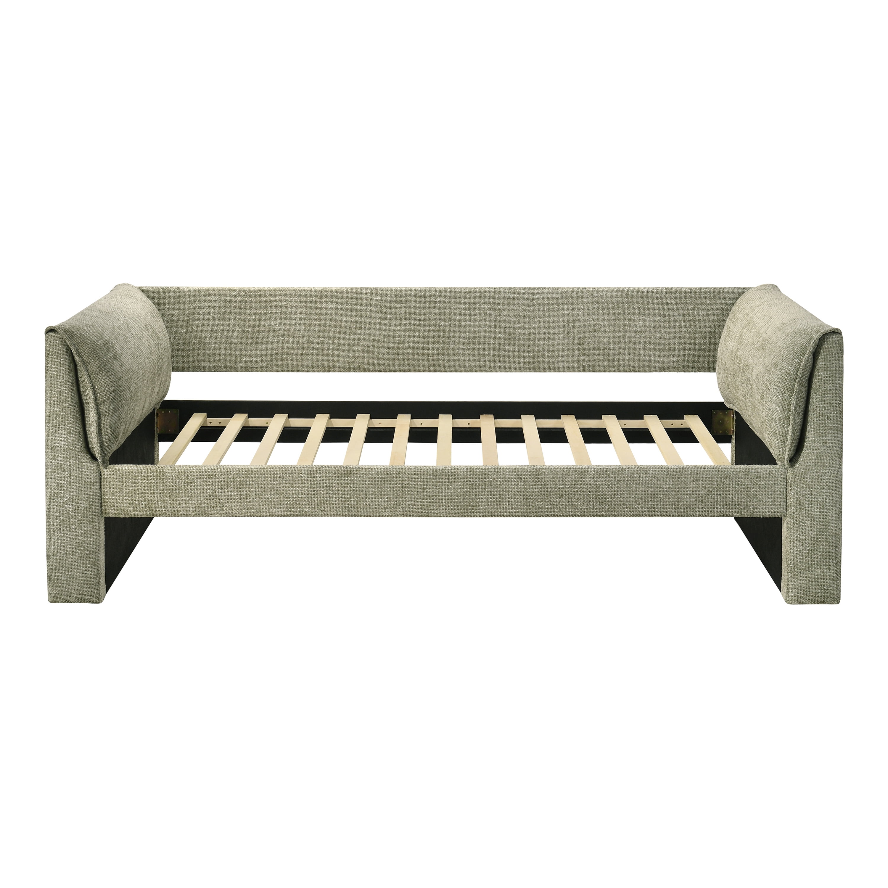 Furniture of America Alonsa Fully Fabric Upholstered Track Arm Twin Daybed with Trundle, Light Green