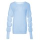 thumbnail image 5 of Jersey de punto con cuello redondo y manga de linterna de color sólido para mujer Abanopi Azul/Grande, 5 of 7