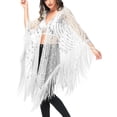 thumbnail image 1 of Womens Oversize Hand Beaded Fringed Sequin Evening Shawl Wrap, 1 of 5