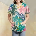 thumbnail image 4 of SAATLERI Scrub Tops for Women Print Hawaiian Scrubs Short Sleeve V Neck Floral Printed Comfy Medical Nurse Shirts Workwear with Pockets, 4 of 4
