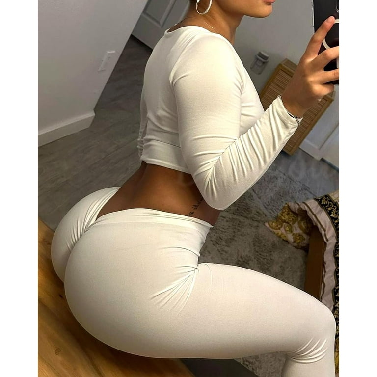 V Back Scrunch Butt Leggings for Women Soft High Waisted Booty Tights  Workout Gym Yoga Pants 