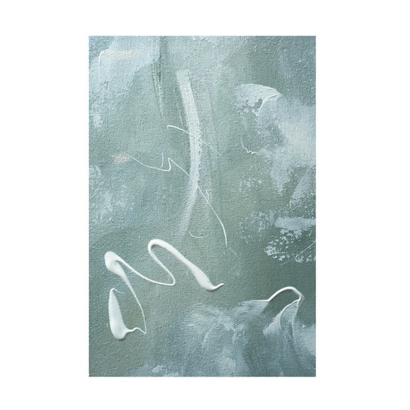 Canvas Wall Art - uplusmestudio 'Green and White Acrylic No 1' Wall Art for Living Room, Bedroom, or Office Décor by Trademark Fine Art - 12 x 19 Inches