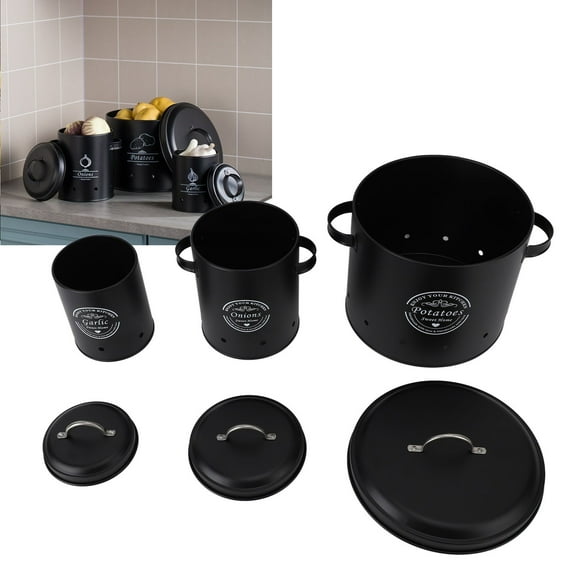 3PCS Potato Storage For Pantry Canister Sets For The Kitchen Counter Garlic Keeper For Counter Onion Keeper Potato Bin Potatoes Storage