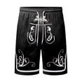 thumbnail image 4 of Mens Casual Shorts Festival Print Half Pant with Drawstring Stretch Breathable Loose Summer Shorts for Men Black XXL, 4 of 4