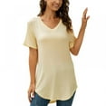 thumbnail image 4 of Baywell Womens Tops V Neck Tee Casual Short Sleeve T Shirts, Beige, L, 4 of 8
