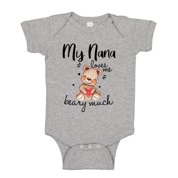 My Nana Loves Me Beary Much Baby Bodysuit One Piece NB Athletic Heather