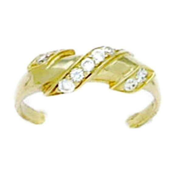 14k Yellow Gold Cubic Zirconia Adjustable Spiral Body Jewelry toe ring toe ring for Women