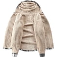 thumbnail image 3 of Women's Full-zip Plaid Fleece Flannel Hooded Jacket,Windproof Warm Fleece Jacket for Women in Autumn and Winter, 3 of 3