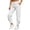 White, variant on QIYAGBSA High Waisted Joggers for Women Soft Drawstring Elastic Waist Front Seam Side Pockets Ankle Cuffs Gym Fitness Running Casual Weekends