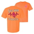 thumbnail image 1 of Wild Bobby, Get Your Pink On, Breast Cancer Awareness, Front and Back Garment-Dyed Washed Look Short Sleeve Tees, Neon Orange, Small, 1 of 1