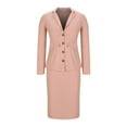 thumbnail image 5 of pstuiky Women Dresses, Solid Color Casual Dresses Lapel Midi Dress Dressy Long Sleeve Collared Cocktail Dresses for Women Pink XXL, 5 of 8