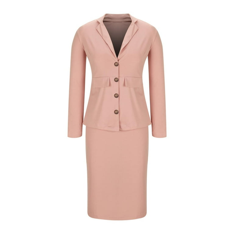 Mrat House Dresses for Older Women Women's Business Skirt Suit Set 2 Piece Office Outfits Lapel Blazer and Pencil Skirt Work Office Suits Plus Size