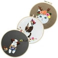 thumbnail image 1 of 3Pcs Cotton Linen Cat Dog Embroidery Fabric Kit with DIY Material Package 20Cm Bamboo Embroidery Hoop, 1 of 6