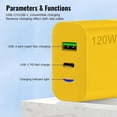 thumbnail image 5 of 120W Type-C & USB-A Dual Port Charger, Fast 10ft Cable, Multi-Function for Phone, Gaming, Travel, 5 of 7