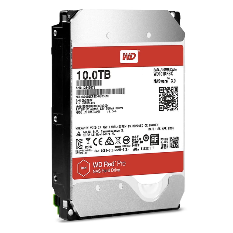 WD Red Pro 10TB NAS Hard Disk Drive - 7200 RPM Class SATA 6Gb/s