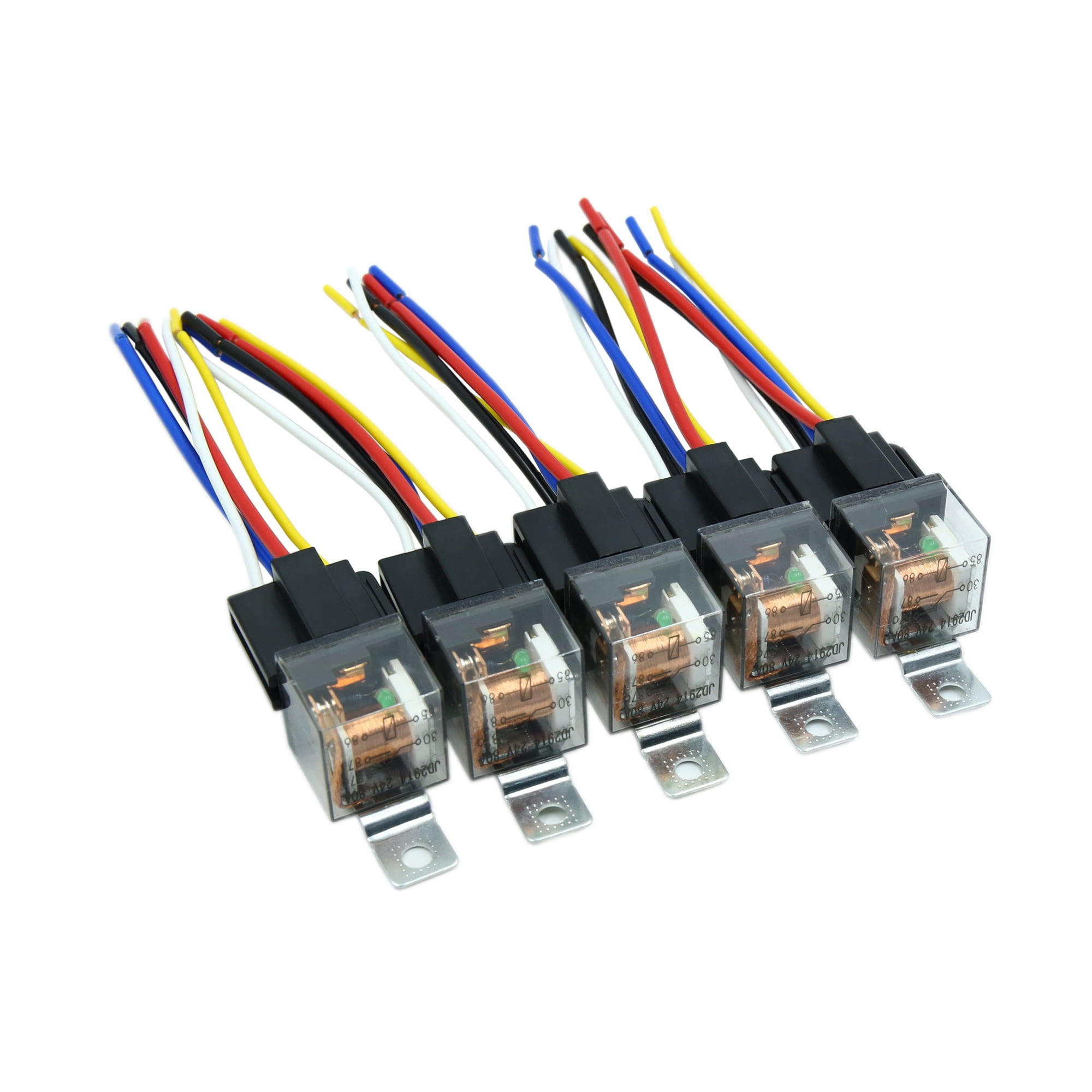 Car Relay and Socket On/Off Normally Open SPDT Auto 5 Pin 80A 24V 5 Wire 