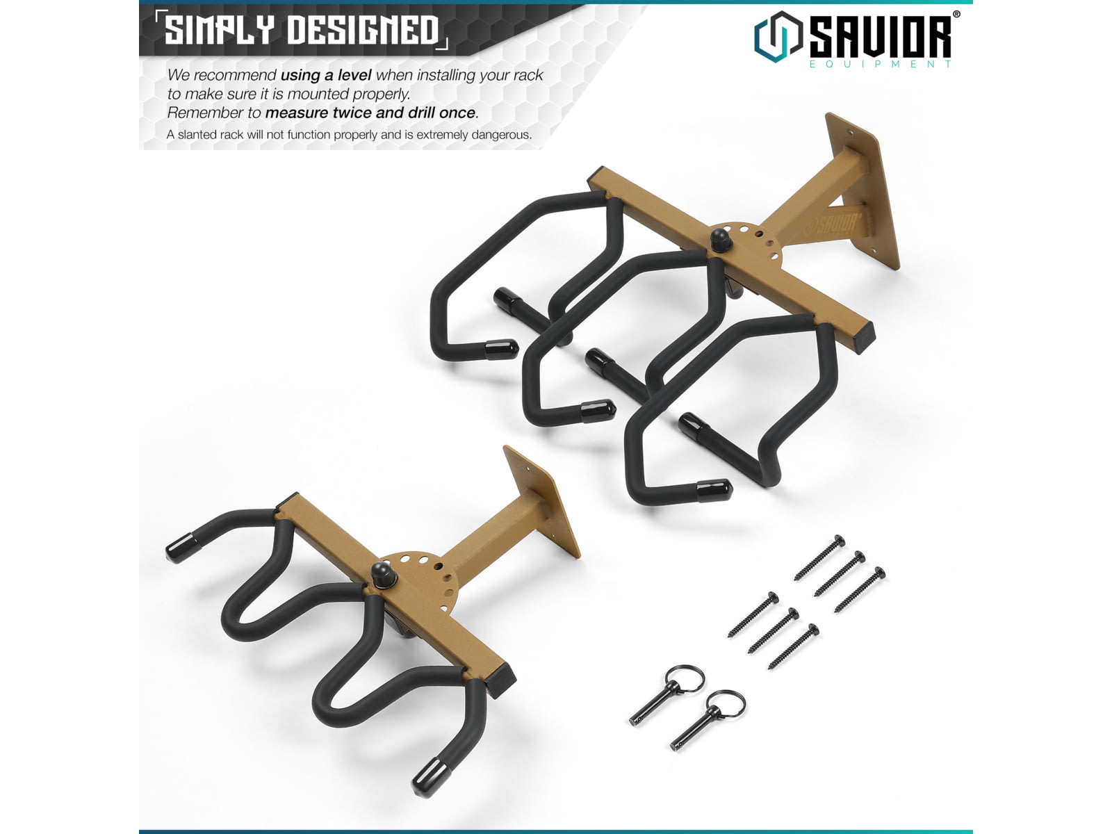 Savior Equipment 3-Slot Angle Adjustable Rafle Wall Rack, RAL 8000 Tan, 12in W x 3.5in H x 8.5in D