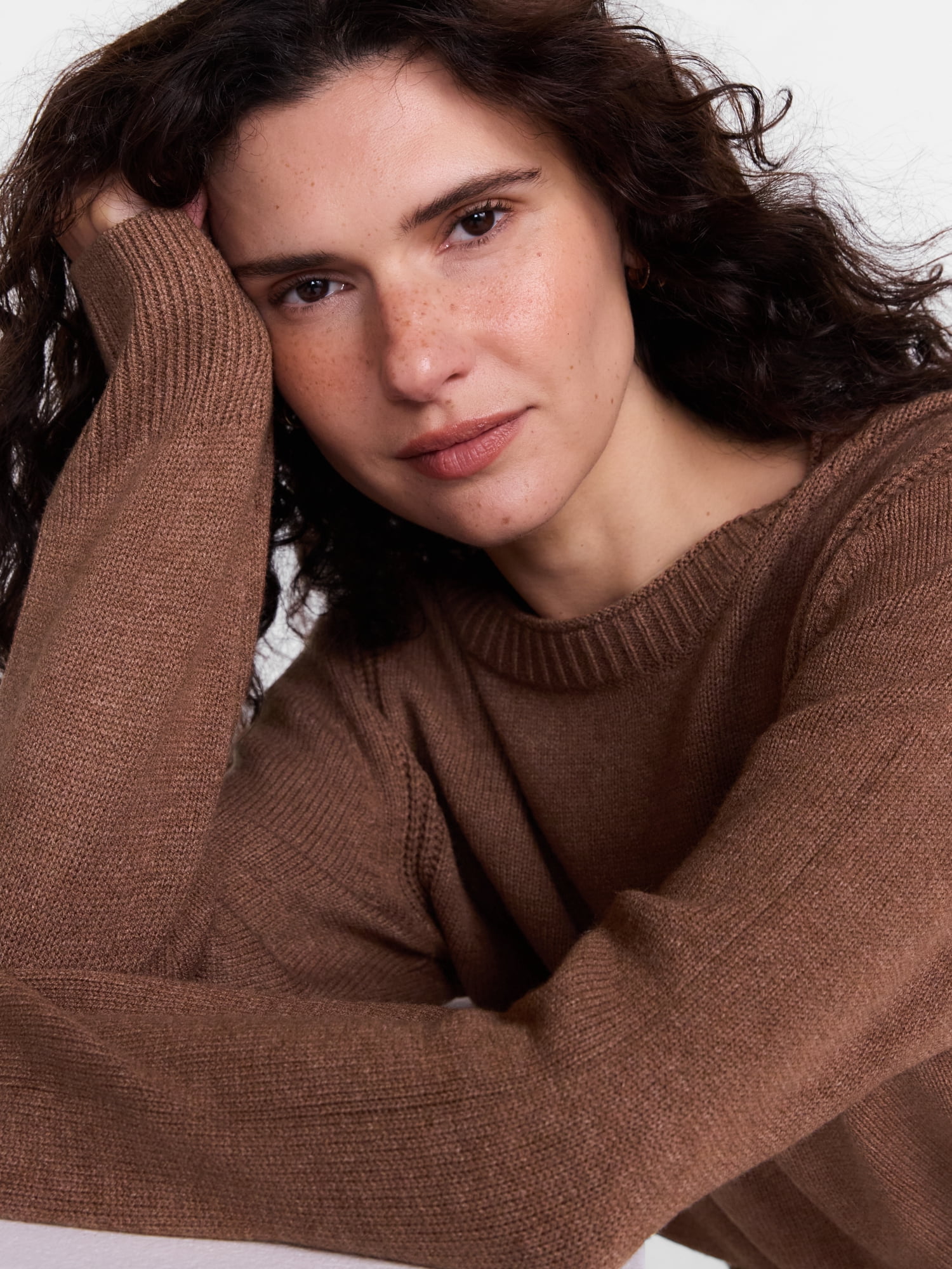 Scenario Women's and Women's Plus Cozy Crewneck Sweater with Long Sleeves, Sizes XS-4X