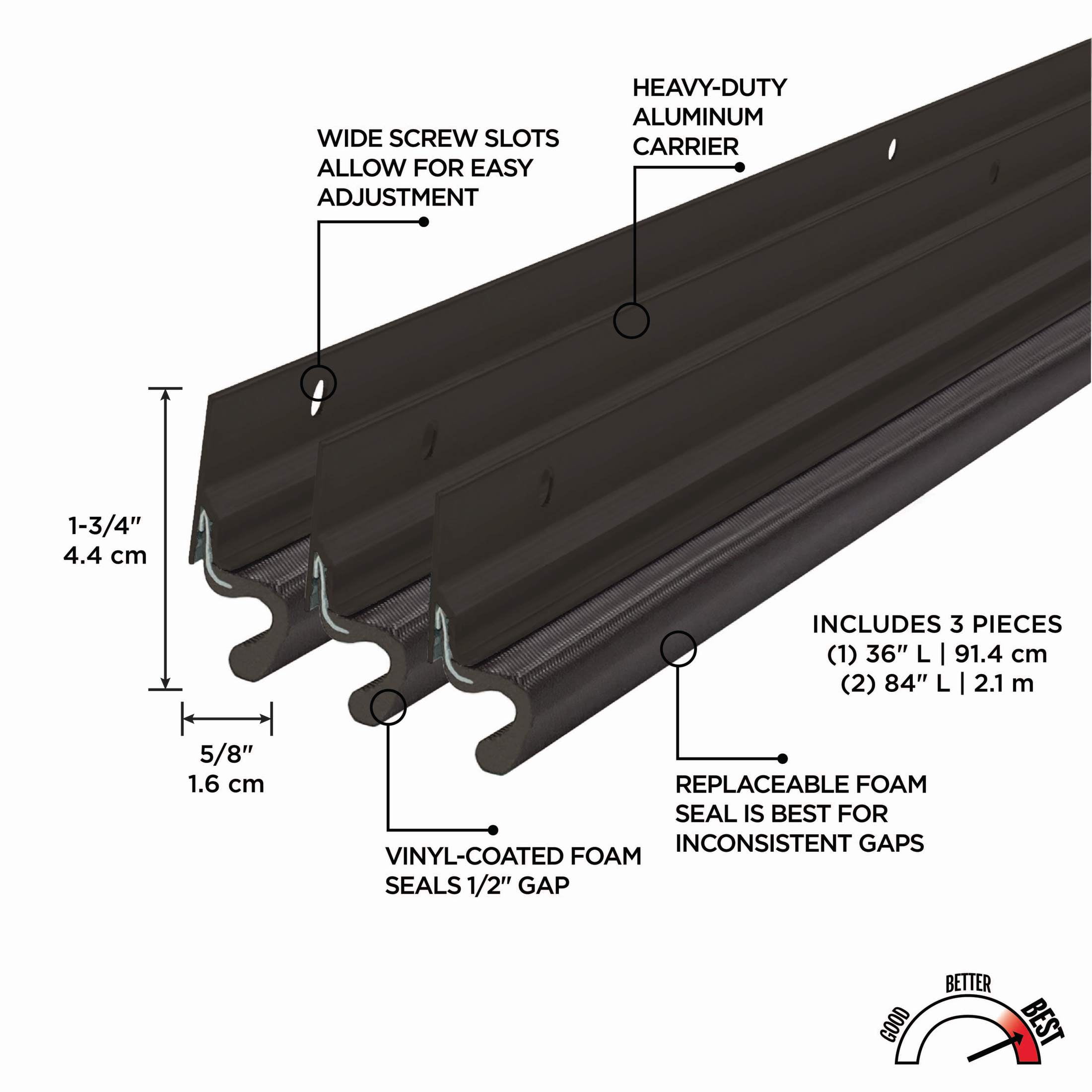 M-D Building Products 87783 Bronze Aluminum and Vinyl-coated Foam Heavy-duty Screw-on Top and Sides Door Seal Kit