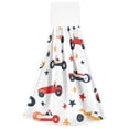 thumbnail image 7 of Haosy 2 Pack Kitchen Wash Cloths with Hanging Loops Absorbent Absorbent Quick Drying Hand Towels, Racing Car and Star, 7 of 7