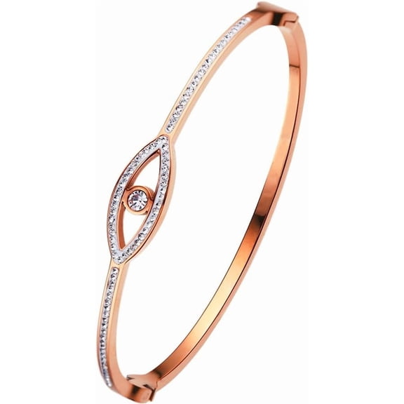 Small Size Stainless Steel Evil Eye of Gold Cocktail Party Bangle Bracelet