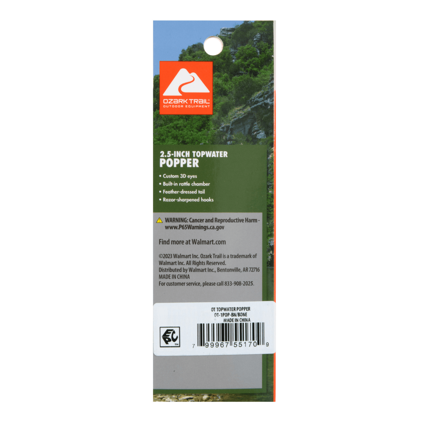 Ozark Trail Topwater Popper Fishing Lure – Bone