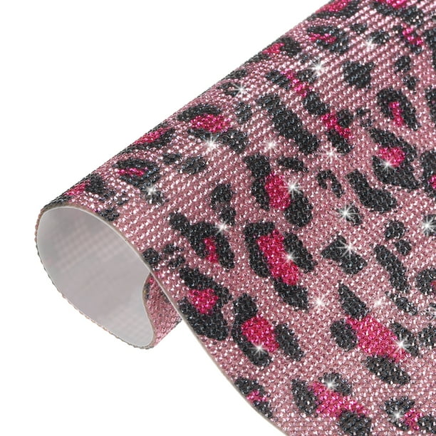 Uxcell Bling Rhinestone Sheet Self Adhesive Sticker 9.44x7.87" DIY Car Decoration Sticker Pink Black