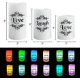 thumbnail image 2 of DRomance Color Changing Flameless Candles Battery Operated with 18-Key Remote Timer, 3 Pack Real Wax Live Love Laugh Decal Flickering LED Pillar Candles Wedding Holiday Decor(3" x 4", 5", 6"), 2 of 7