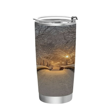 

20oz Straw Mugs with Handle and Straw Lid Sports Mugs Car Mugs Snowy City Street