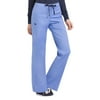 med couture women's signature drawstring straight scrub pant, ceil/navy, small petite