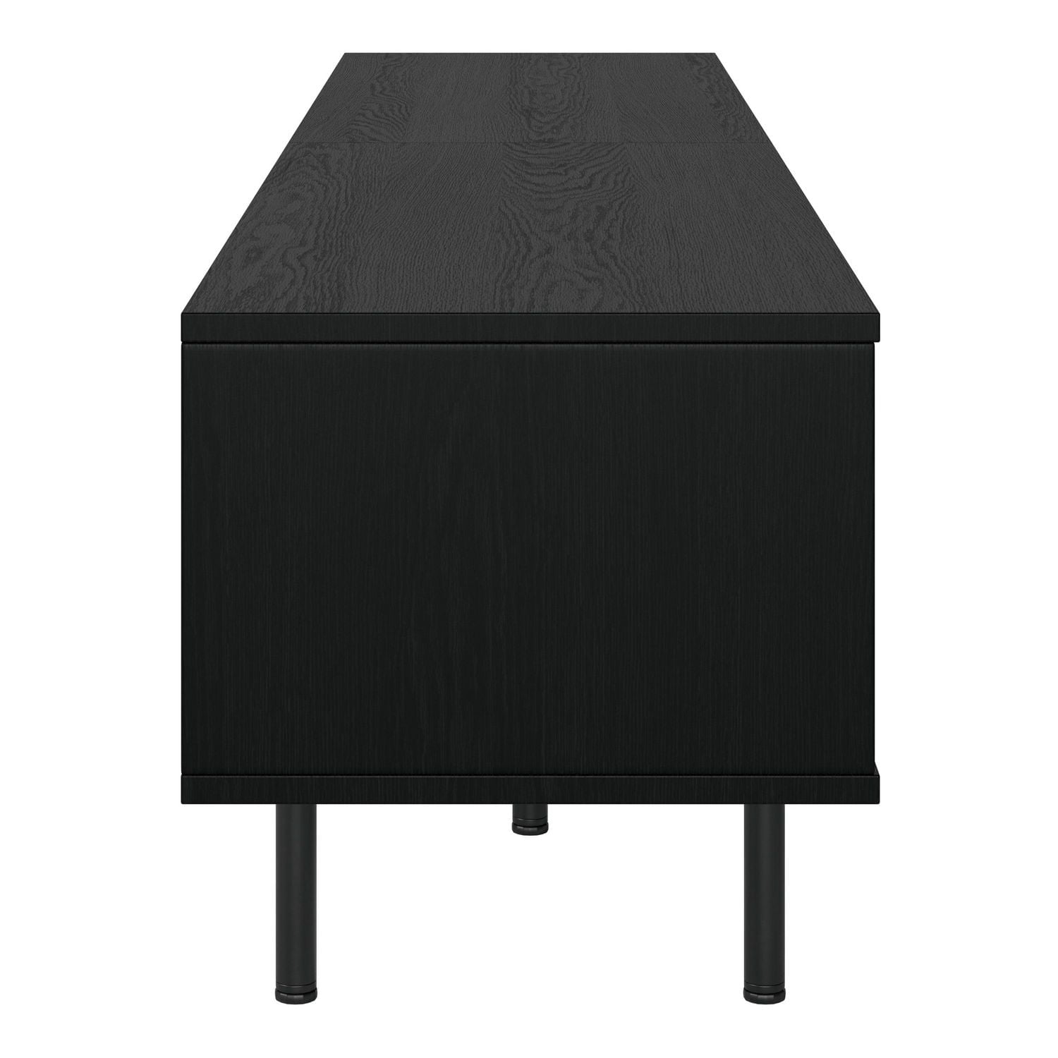 Meuble TV modulaire extra-long CorLiving Fresco en bois d'ingénierie noir avec portes vitrées pour téléviseurs jusqu'à 110p