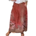 thumbnail image 2 of WXLWZYWL Women's Linen Maxi Skirt with Pockets - Floral Print Casual Elastic Waistband Flared Long Skirt 2024 Fall Fashion, 2 of 5