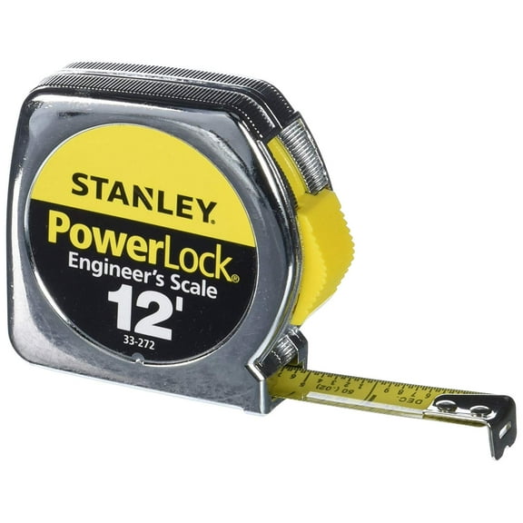 Stanley 33-272 Heavy-Duty Powerlock Engineer's Scale Tape Measure, 12' x 1/2", Each
