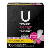 U by Kotex Balance Daily Wrapped Panty Liners, Light Absorbency, Regular Length, 100 Count