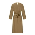 thumbnail image 4 of Gspmoly Robe d'Été, Mode Féminine Col Rond Manches Longues Ample Mi-Mollet Robe Longue Robes de Vacances pour Femmes Offres Prime, 4 of 5
