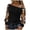 Black, variant on felwors Women's Floral Embroidery Mesh T Shirt Cold Shoulder Long Sleeve Asymmetrical Neck Tee Tops (Black, L)