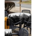 thumbnail image 6 of Square Outdoor Tablecloth with Umbrella Hole Black Mist Forest Outside Table Cloth Waterproof Patio Table Cover Retro Country Watercolor Tree Scenery Zipper Tablecloths for Picnic Camping 54x54 Inch, 6 of 8