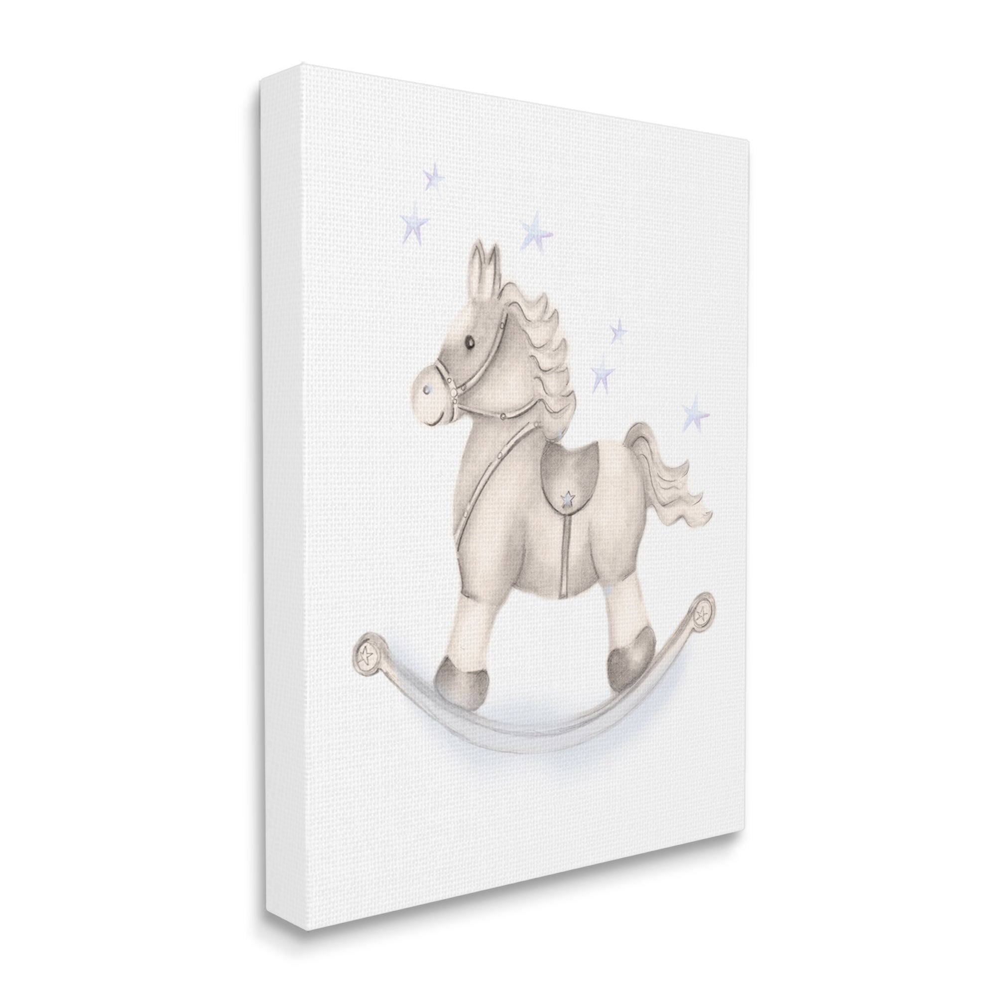 Stupell Industries Gentle Rocking Horse Blue Stars Nursery Playroom Graphic Art Gallery Wrapped Canvas Print Wall Art, Design by Studio Q