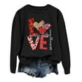 thumbnail image 3 of Sweatshirt for Women Love Heart Graphic Print Long Sleeve Pullover Tops Casual Crewneck Valentine's Day Sweatshirts Black M, 3 of 5