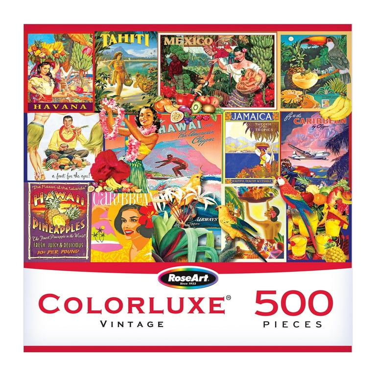 RoseArt Colorluxe 500-Piece Vintage Travel & Tropical Fruit Adult