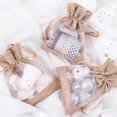 thumbnail image 2 of 4X5.5 Inch 20 Pcs Burlap Drawstring Gift Bag - Burlap with One Side Organza Wedding Party Welcome Favor Bags - Tan, 2 of 6