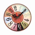 thumbnail image 2 of Reloj de pared de MDF antiguo, redondo, creativo y artístico, estilo europeo, para decoración del hogar y la oficina, n.° 3, 2 of 14