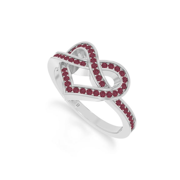Natural Ruby Infinity Heart Promise Ring for Women in Sterling Silver, July Birthstone Jewelry Gifts for Her Birthday, Wedding Anniversary, Party, Party, Graduation, Christmas (Ring Size : 7)