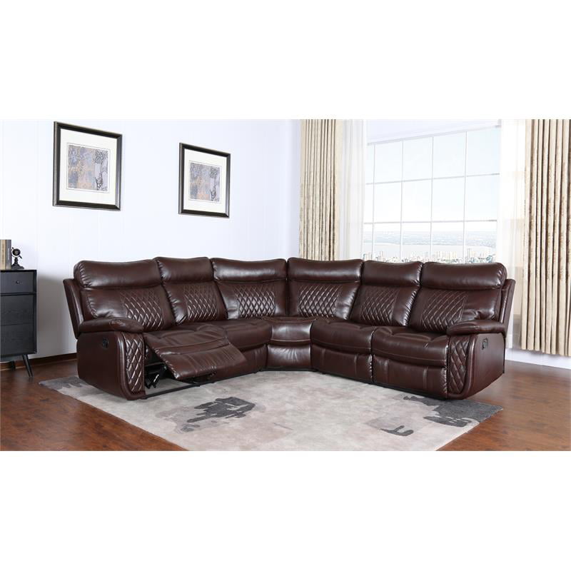 Kingway Furniture Alexandra 3 Piece, Corry 6 Piece Leather Power Reclining Sectional Sofa Brown