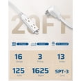 thumbnail image 2 of Cable de extensión DEWENWILS de 20 pies con 3 salidas, enchufe plano blanco, paquete de 2, 2 of 7
